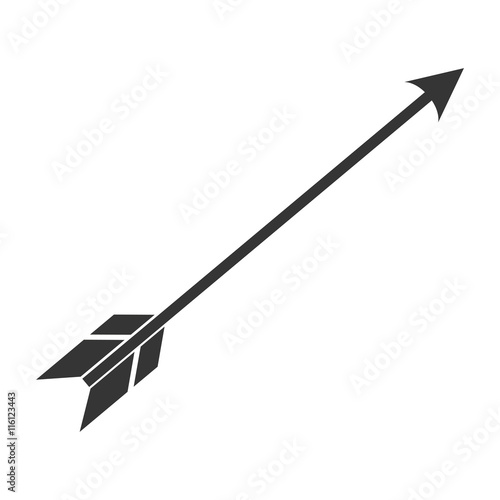Arrow arch weapon, isolated flat icon design.