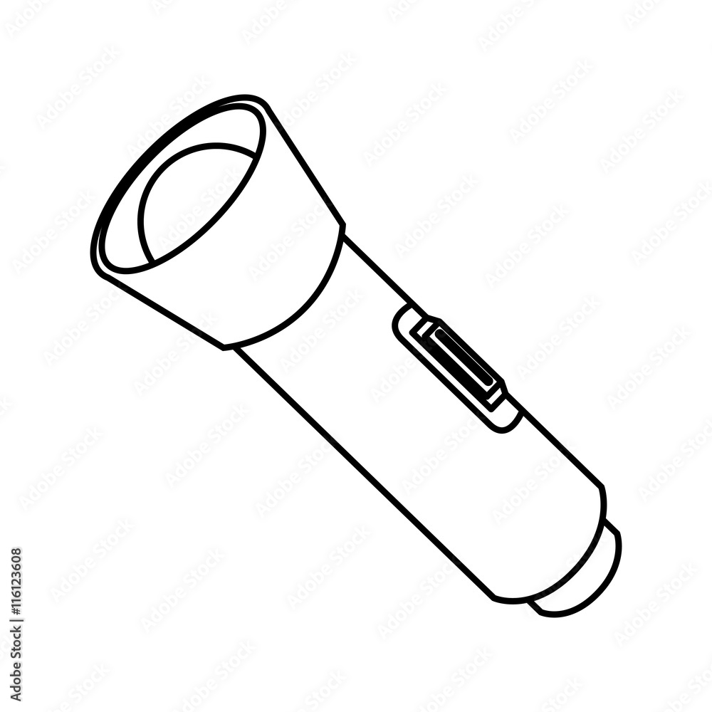 Flashlight bulb object ,isolated black and white flat icon design Flashlight bulb object ,isolated black and white flat icon design