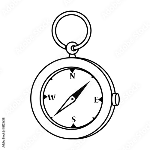 Compass orienteering ,isolated black and white flat icon design