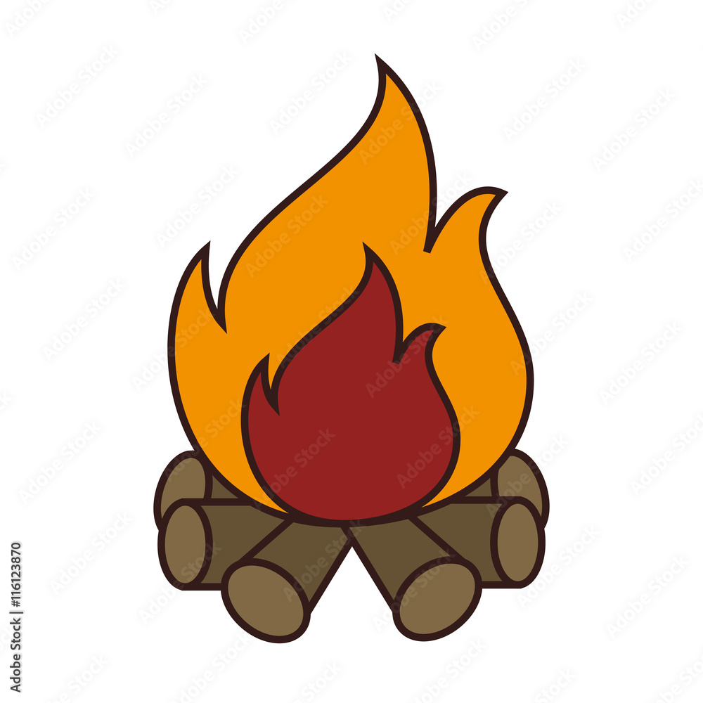 Wood fire flammes ,isolated colorful icon design Wood fire flammes ,isolated colorful icon design