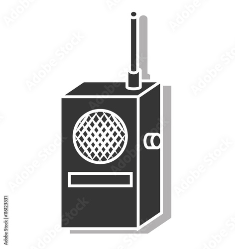 Radio transmitter device ,isolated black and white flat icon design