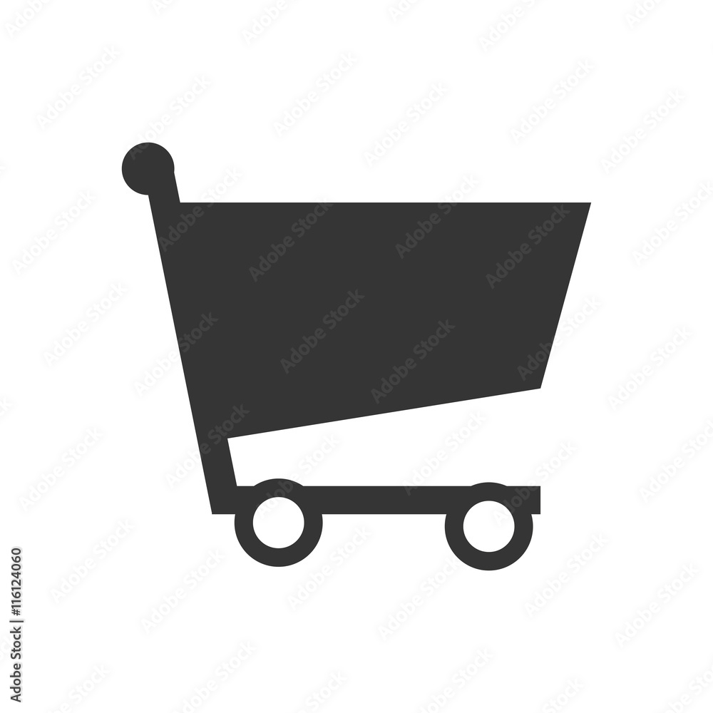 Shopping cart ,isolated black and white flat icon design Shopping cart ,isolated black and white flat icon design