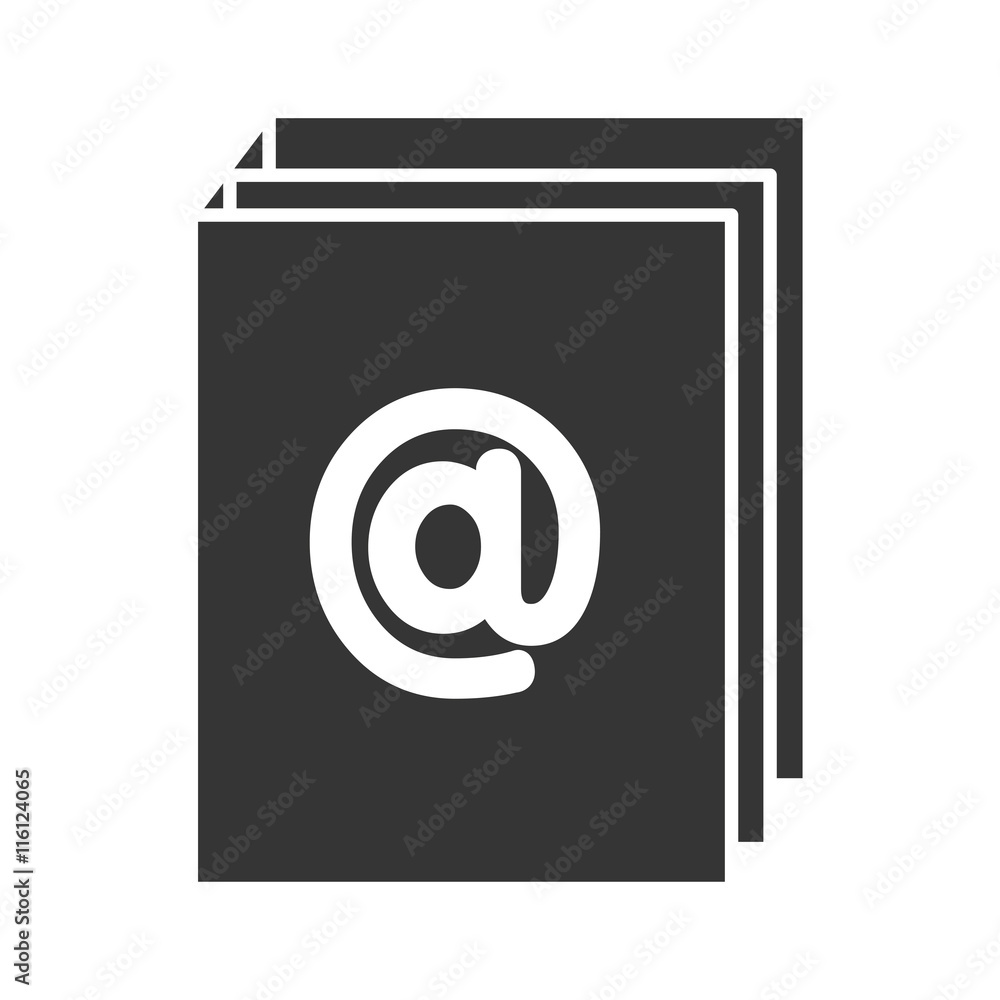 at symbol ,isolated black and white flat icon design at symbol ,isolated black and white flat icon design