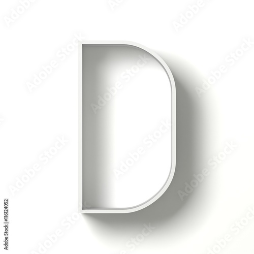Long shadow font. Letter D. 3D