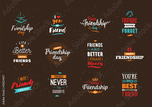 Happy Friendship day vector typographic design.