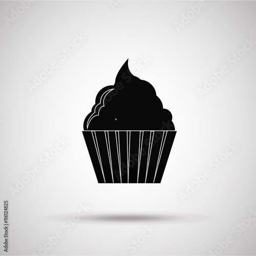 muffin silhouette, illustration in gray degrade color backdrop
