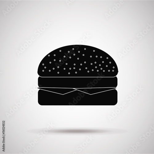 hamburger silhouette, illustration in gray degrade color backdro