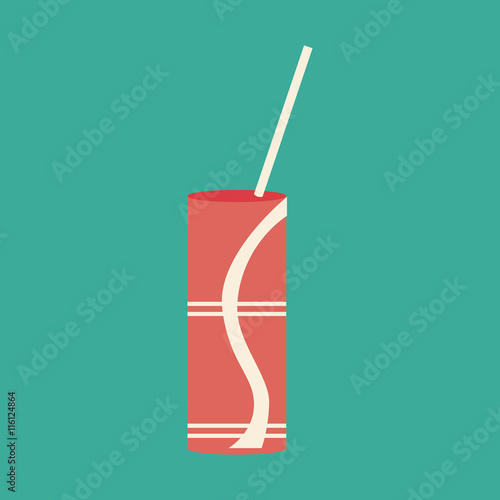 soda and straw , illustration on green color backdrop