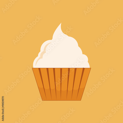 vanilla muffin,  illustrationon yellow  color backdrop