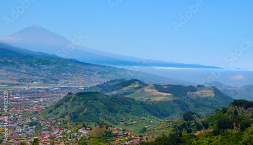 Beautiful view on a valley and mount Teide from Anaga mountain range in Tenerife,Canary Islands,Spain. © svf74