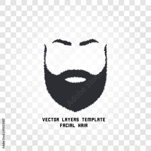 Isolated face with mustache and beard vector logo. Men barber shop emblem.