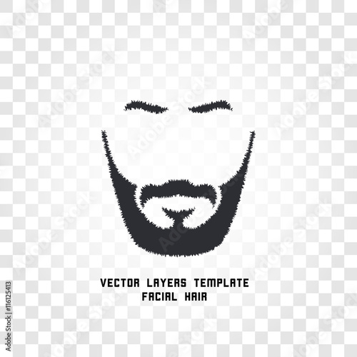 Isolated face with mustache and beard vector logo. Men barber shop emblem.