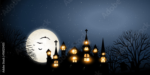 ハロウィン　城　教会　背景