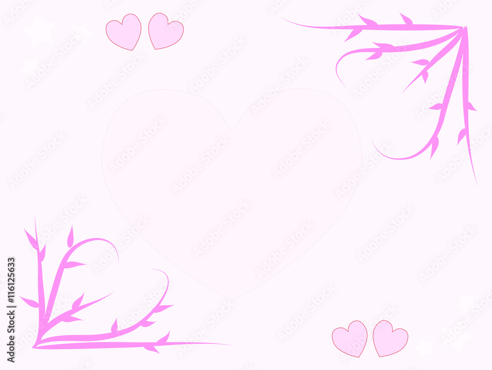 Cartão coração romântico em fundo rosa