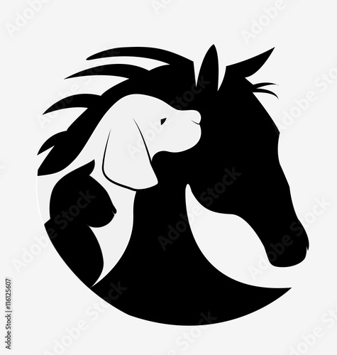 Dog cat and horse logo