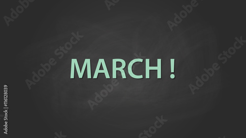 march month text written on the blackboard with chalk board effect vector graphic