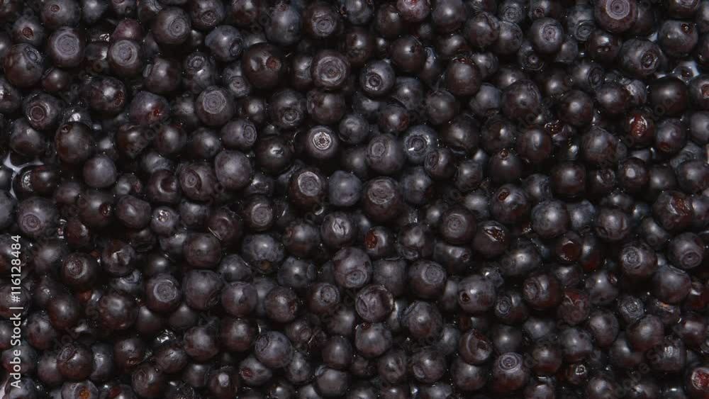 TOP VIEW: Milk fills a bilberries TOP VIEW: Milk fills a bilberries