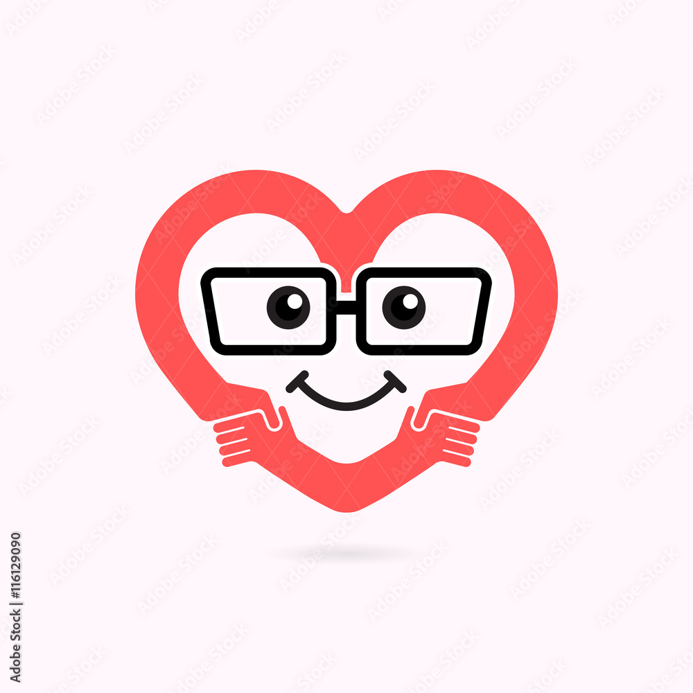 Smile heart shape and handshake symbol.Heart Care logo.Healthcar Smile heart shape and handshake symbol.Heart Care logo.Healthcar