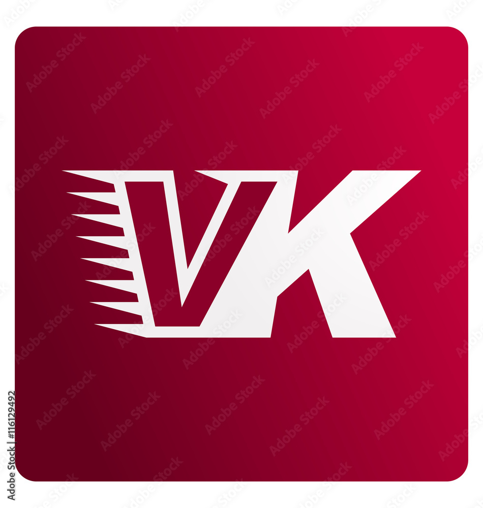 VK Two letter composition for initial, logo or signature VK Two letter composition for initial, logo or signature