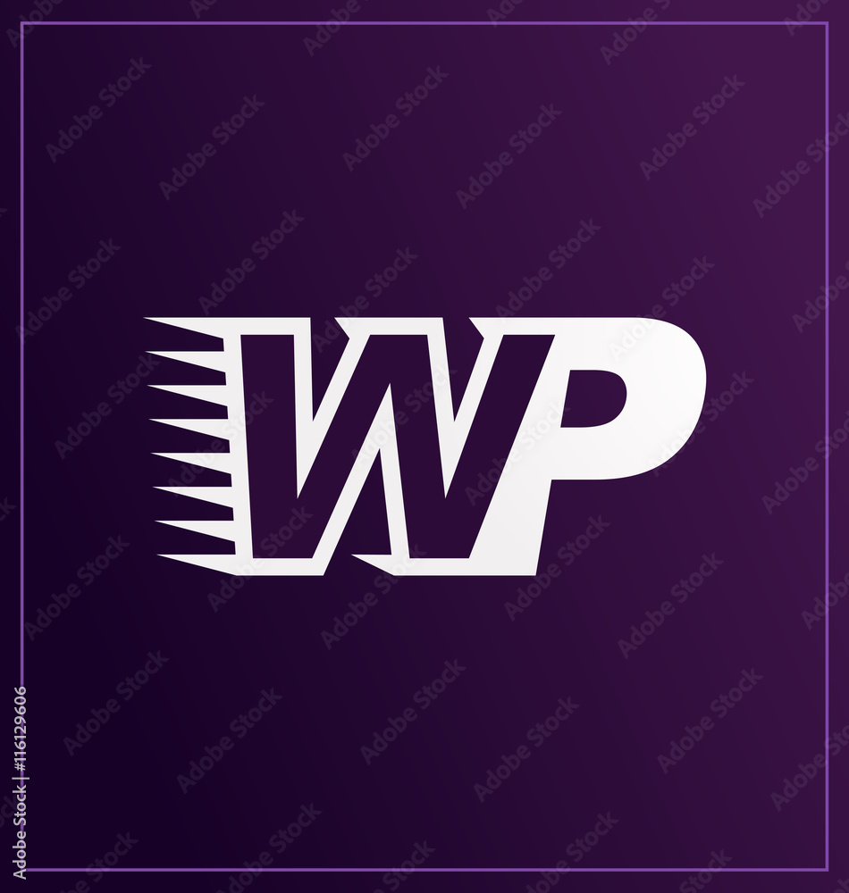 WP Two letter composition for initial, logo or signature WP Two letter composition for initial, logo or signature