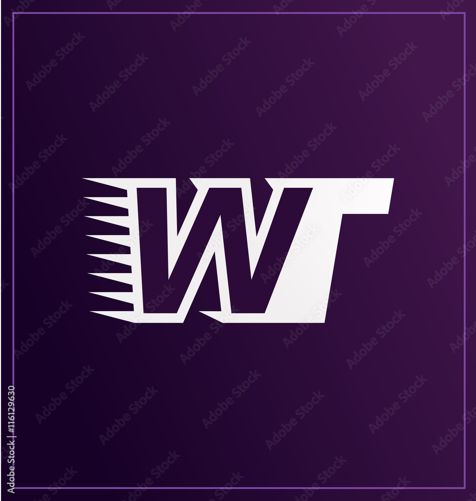 WT Two letter composition for initial, logo or signature WT Two letter composition for initial, logo or signature