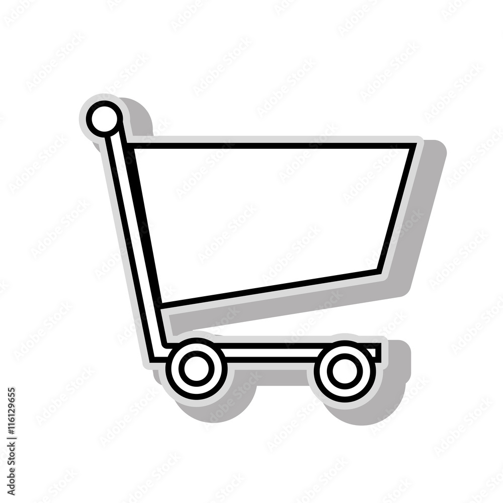 Shopping cart ,isolated black and white flat icon design Shopping cart ,isolated black and white flat icon design
