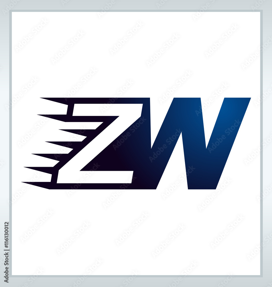 ZW Two letter composition for initial, logo or signature ZW Two letter composition for initial, logo or signature