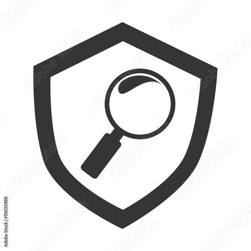 Magnifying glass ,isolated black and white flat icon design