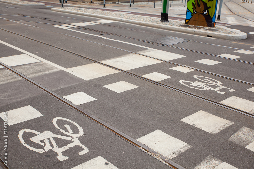Fototapeta premium bycicle path in Milan