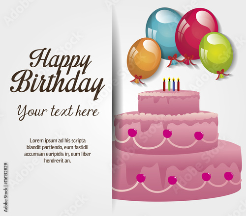 happy birthday cake isolated icon design  vector illustration  graphic 