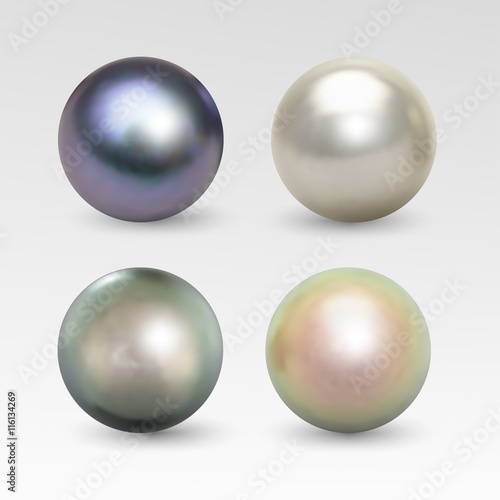 Pearl realistic isolated on white background