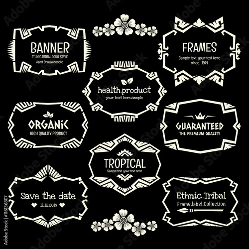 Doodle vector frame collection in monochrome background