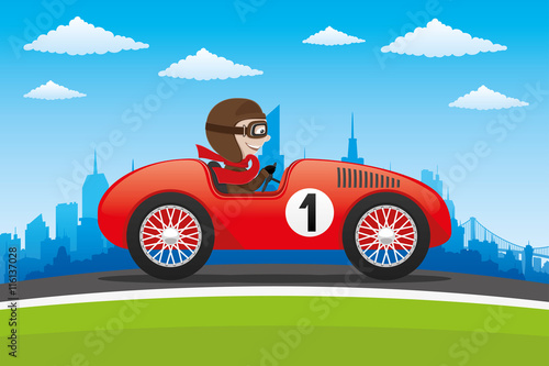Red retro car.