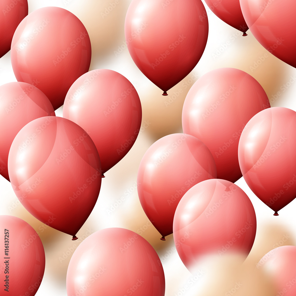 Background with balloons for greeting cards. Realistic balloons red