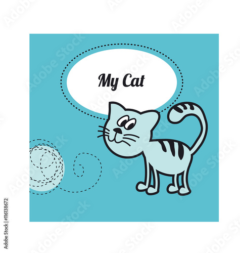 funny cat play with tangle thread. little home animal concept po