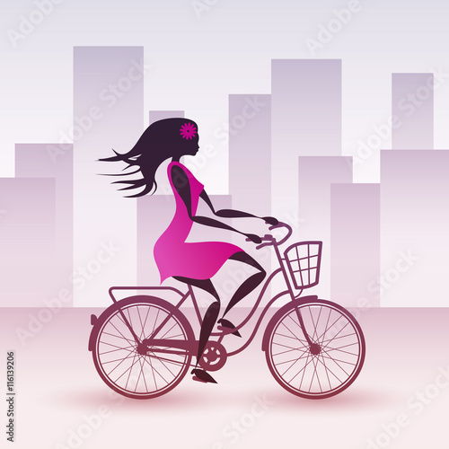kobieta na rowerze wektor