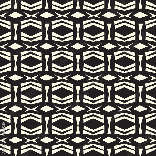 Seamless abstract  vector ethnic tribal pattern in monochrome ba