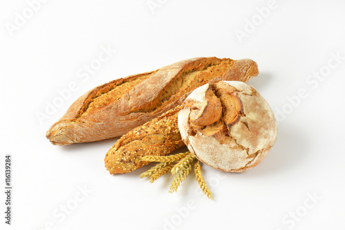 bread loaf and baguettes