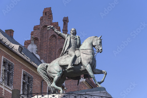 Statue of Tadeusz Kosciuszko on Wawel Royal Castle, Kraków, Poland