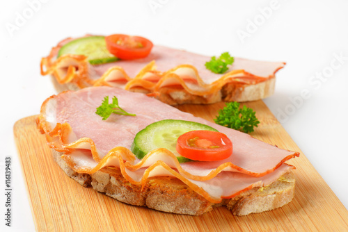 open faced ham sandwiches