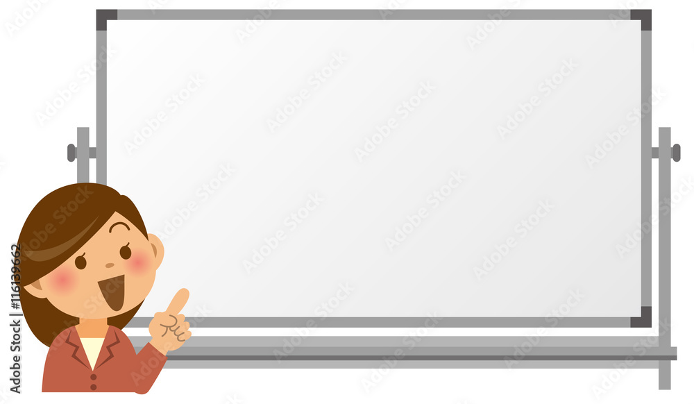 ホワイトボードの前で指を指している女性教師のイメージイラスト Stock Vector Adobe Stock