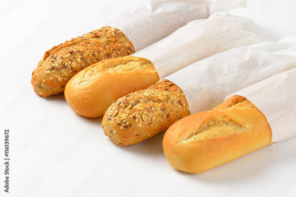 white and whole grain baguettes