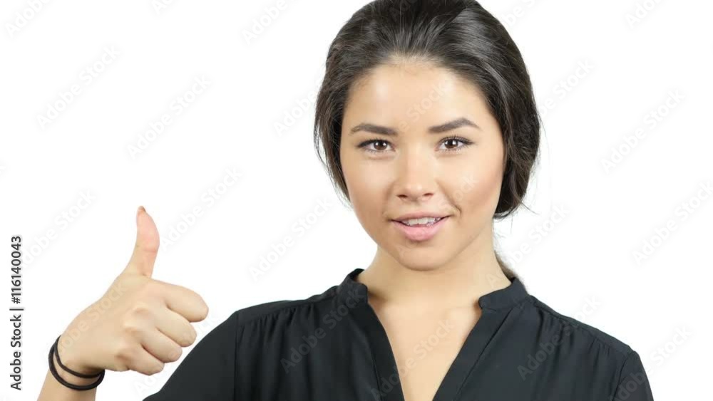 Thumbs by Young Beautiful Girl, Happy and Liking Gesture Thumbs by Young Beautiful Girl, Happy and Liking Gesture