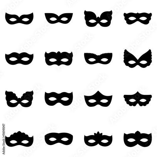 Set of carnival mask silhouettes, vector illustration