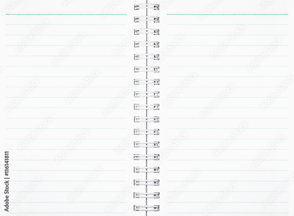 Open notebook paper page with line for background and design with copy space for text or image. Open notebook paper page with line for background and design with copy space for text or image.