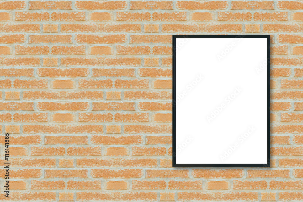 Mock up blank poster picture frame on brick wall. Mock up blank poster picture frame on brick wall.