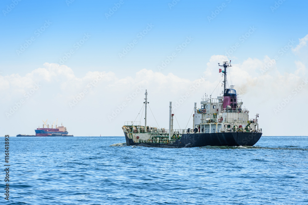 Large container ship in the sea