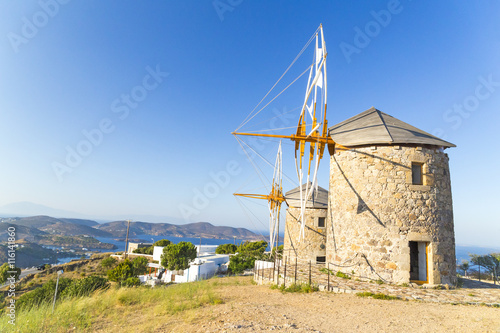 Greece, windmills , colors, holidays, Patmos island