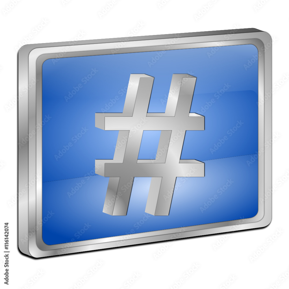 Obraz premium Hashtag Button - 3D illustration