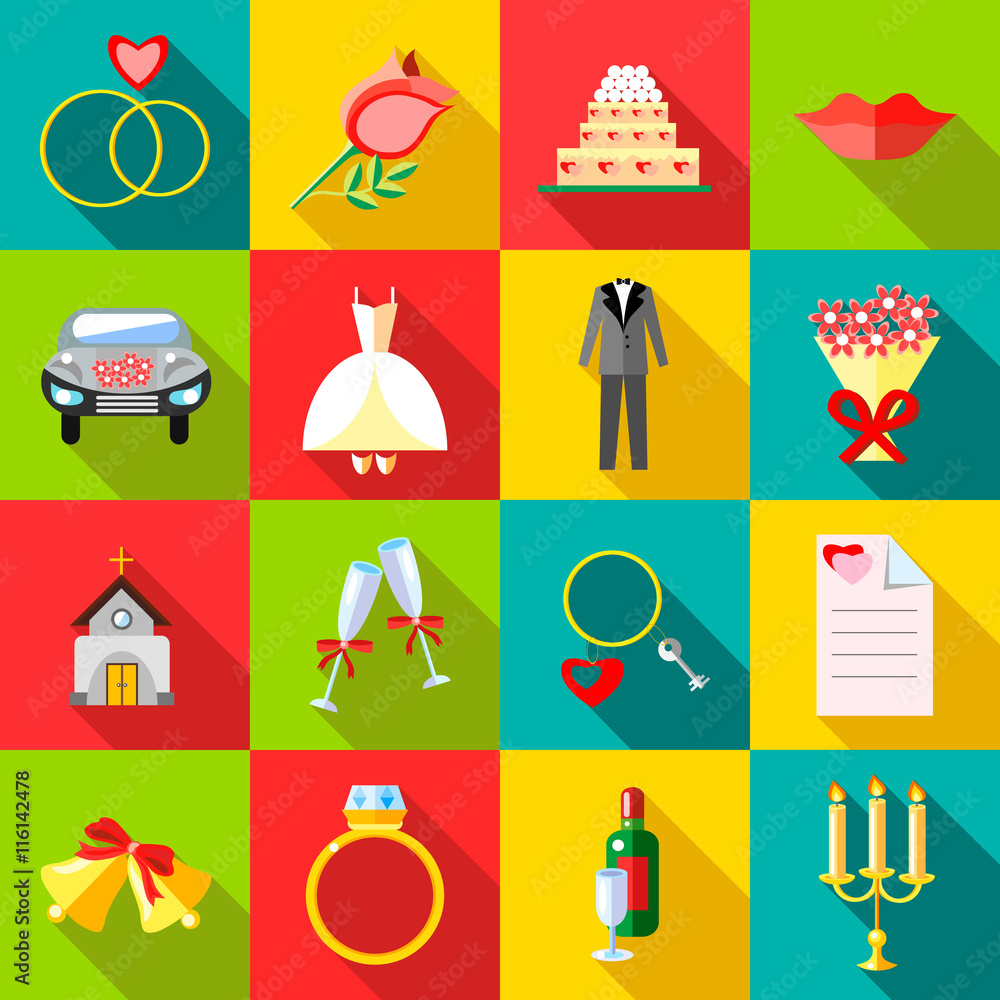 wedding-icons-set-in-flat-style-ceremony-set-collection-vector